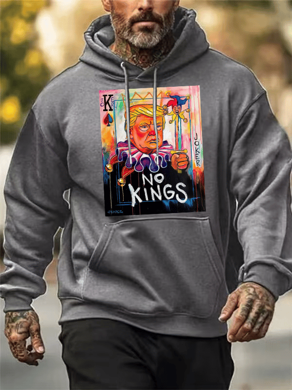 Men's No Kings In America Print Casual Hoodie