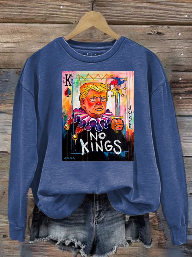 Women's No Kings In America Print Casual Sweatshirt