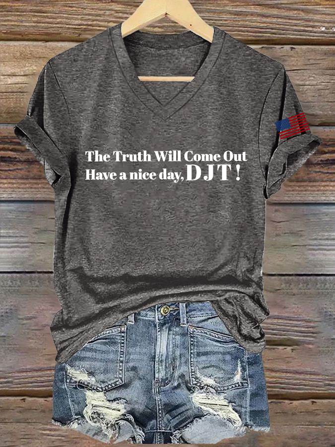 🔥Buy 3 Get 15% Off🔥Women's Have A Nice Day Print V Neck T-shirt