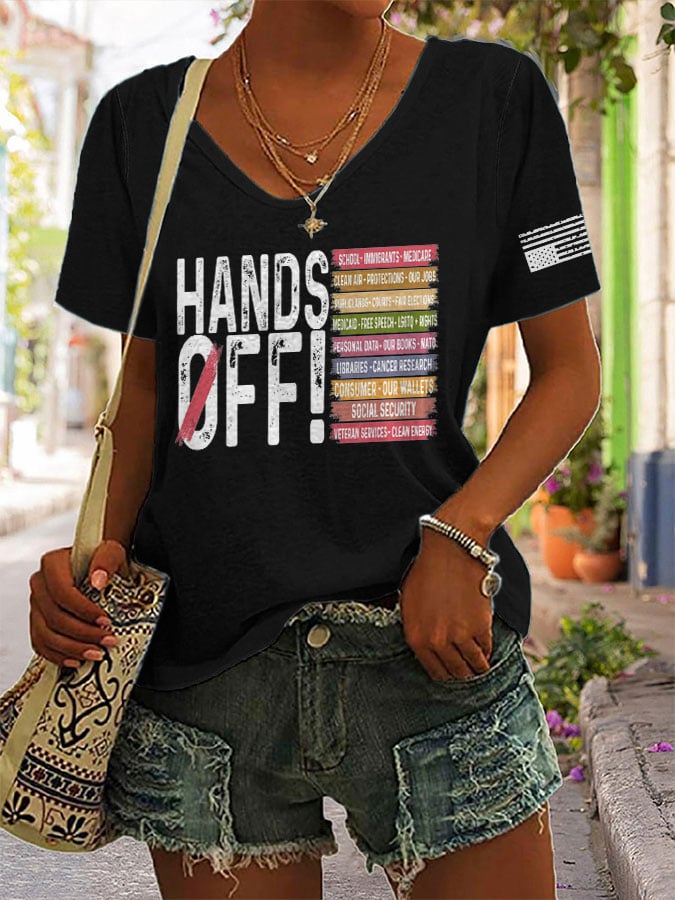 🔥Buy 3 Get 15% Off🔥Women's Retro Hands Off Protest Print T-Shirt