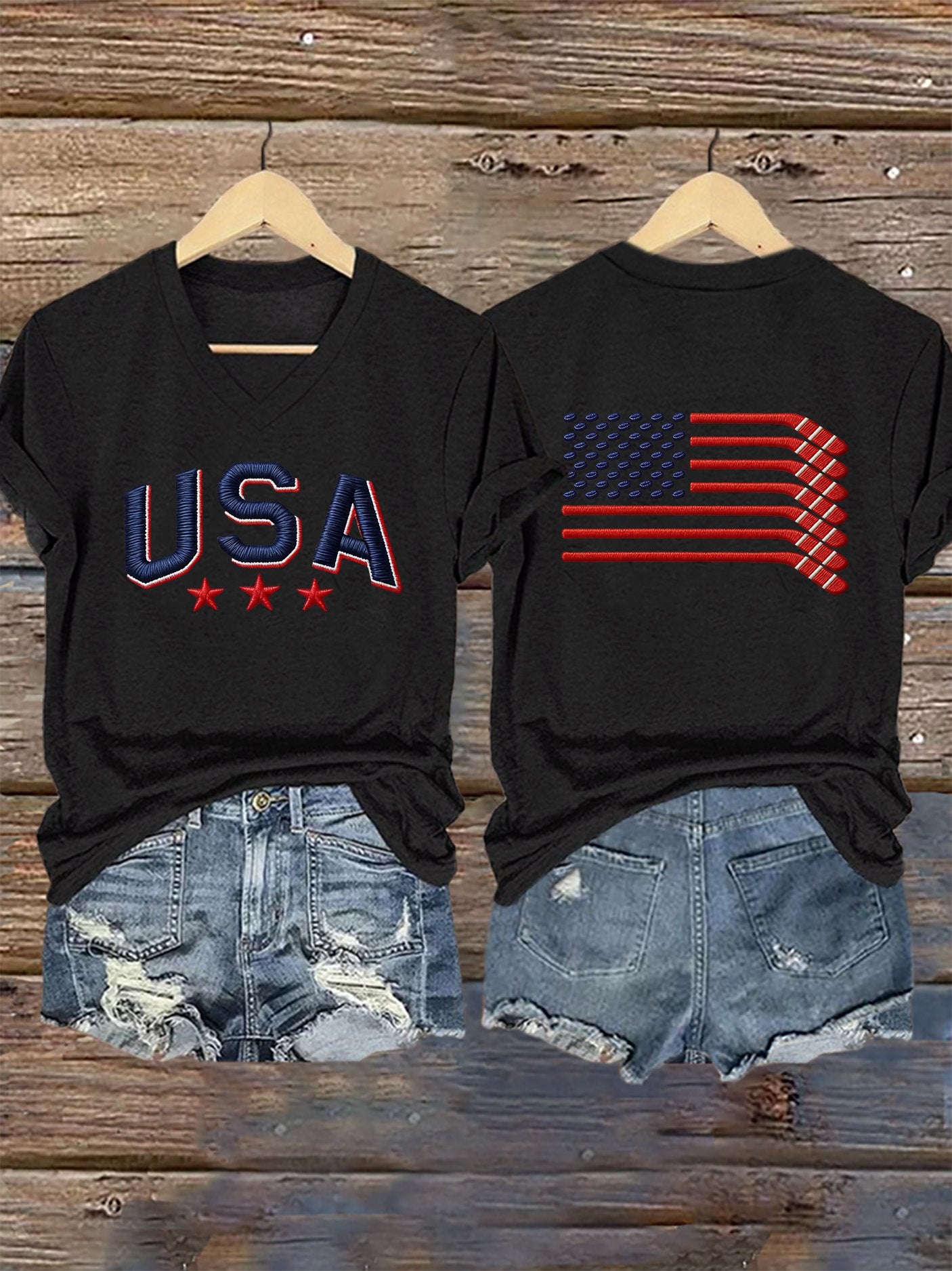 Women's Ice Hockey Print Casual T-Shirt