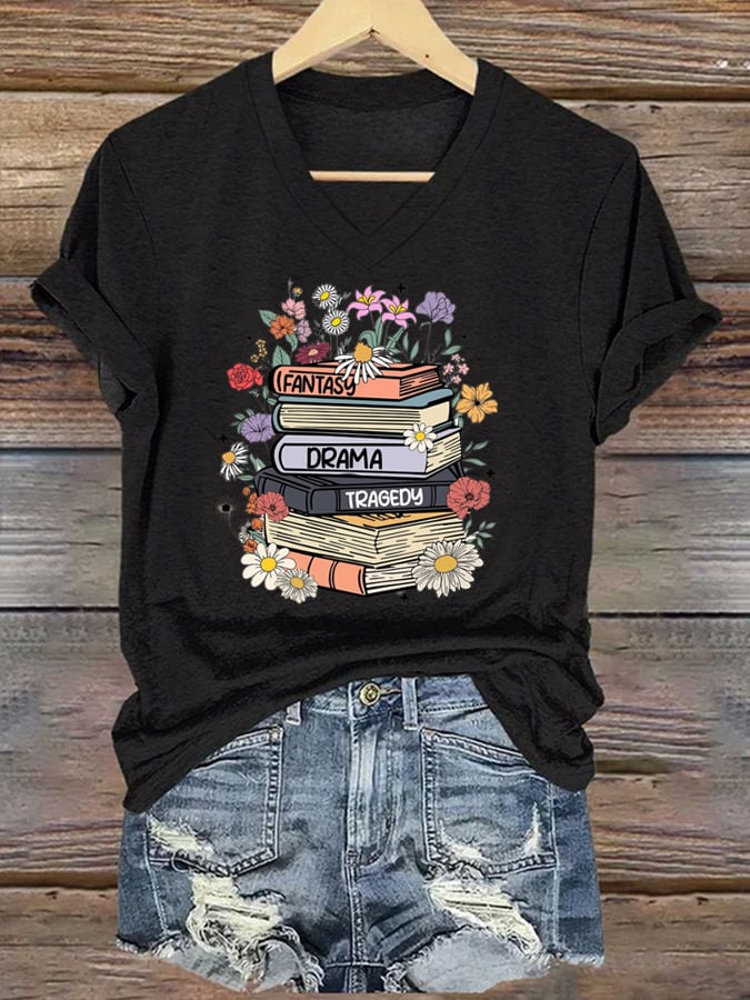 🔥Buy 3 Get 15% Off🔥Women's Casual Fashion Book Fdt Printed T-Shirt
