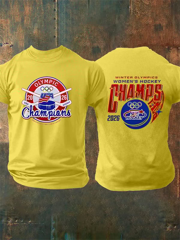 Men's Ice Hockey Print Casual T-Shirt