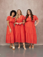 Georgie Cotton Summer Dress - Red