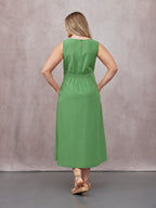 Ruth Sleeveless Tie Waist Dress - Green