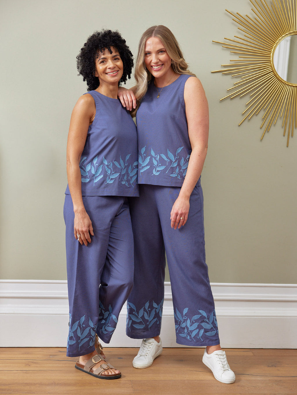 Co-Ord Embroidered Top & Trouser Bundle - Violet & Verity - Blue