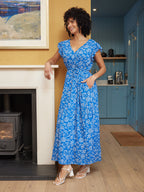 Susan Maxi Dress - Blue & White Floral Print