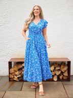 Susan Maxi Dress - Blue & White Floral Print
