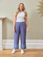 Verity Embroidered Trouser - Blue