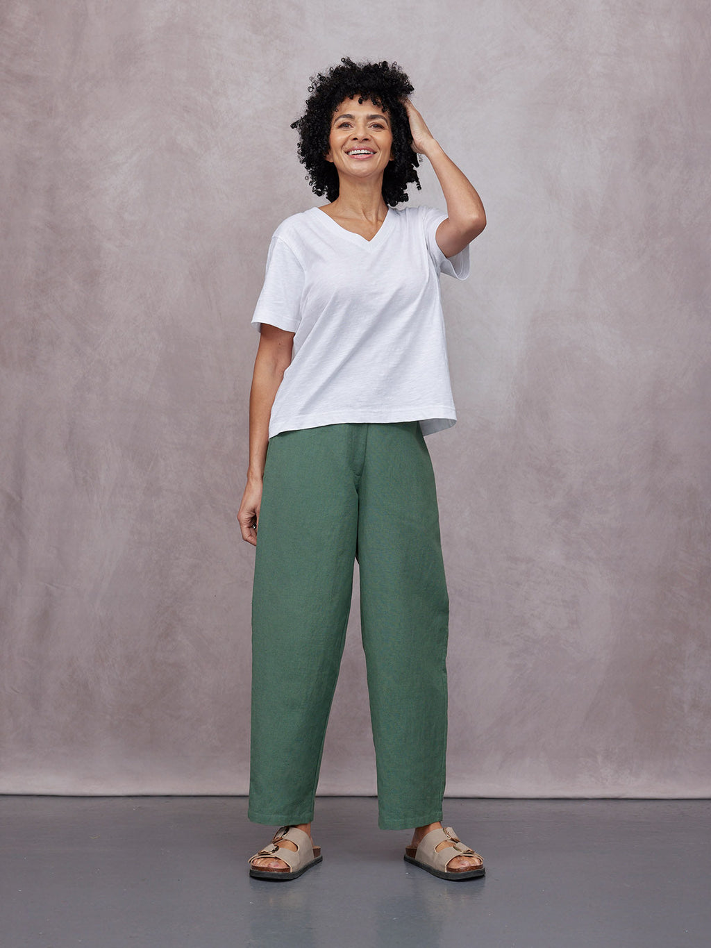 Myrtle Barrel Leg Trouser - Green
