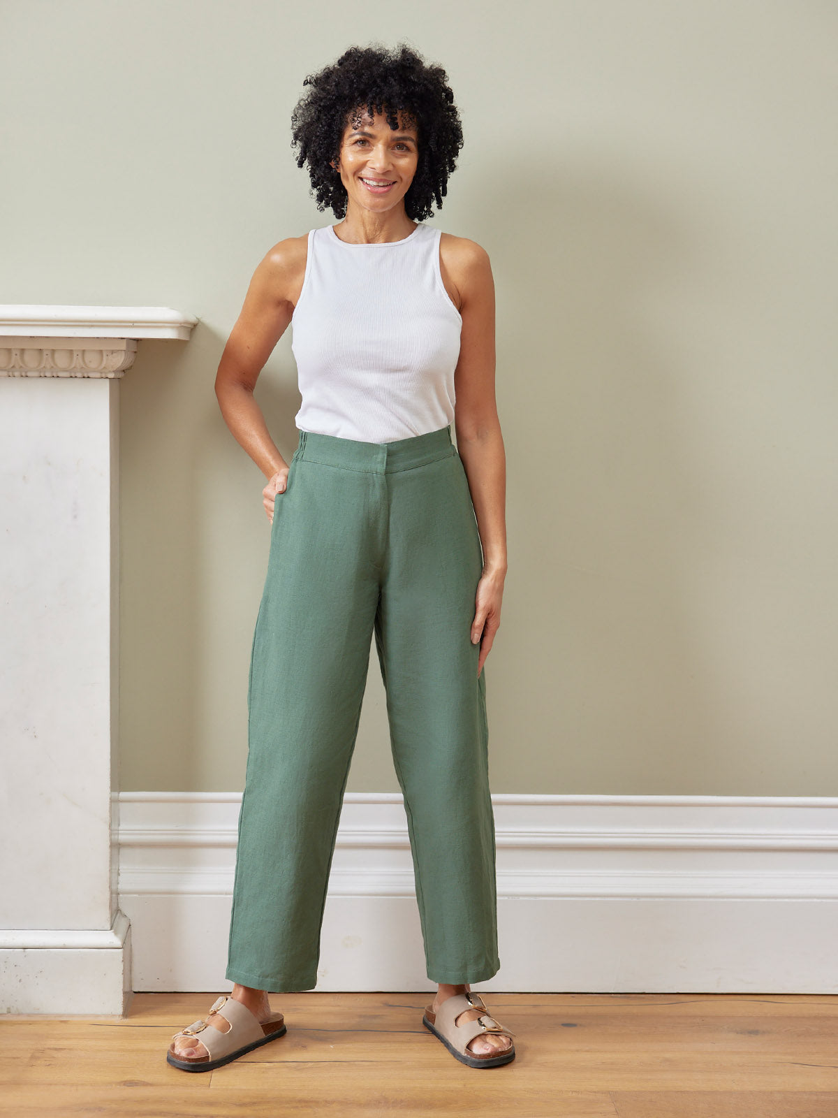 Myrtle Barrel Leg Trouser - Green