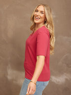 Freya - V Neck T Shirt - Pink