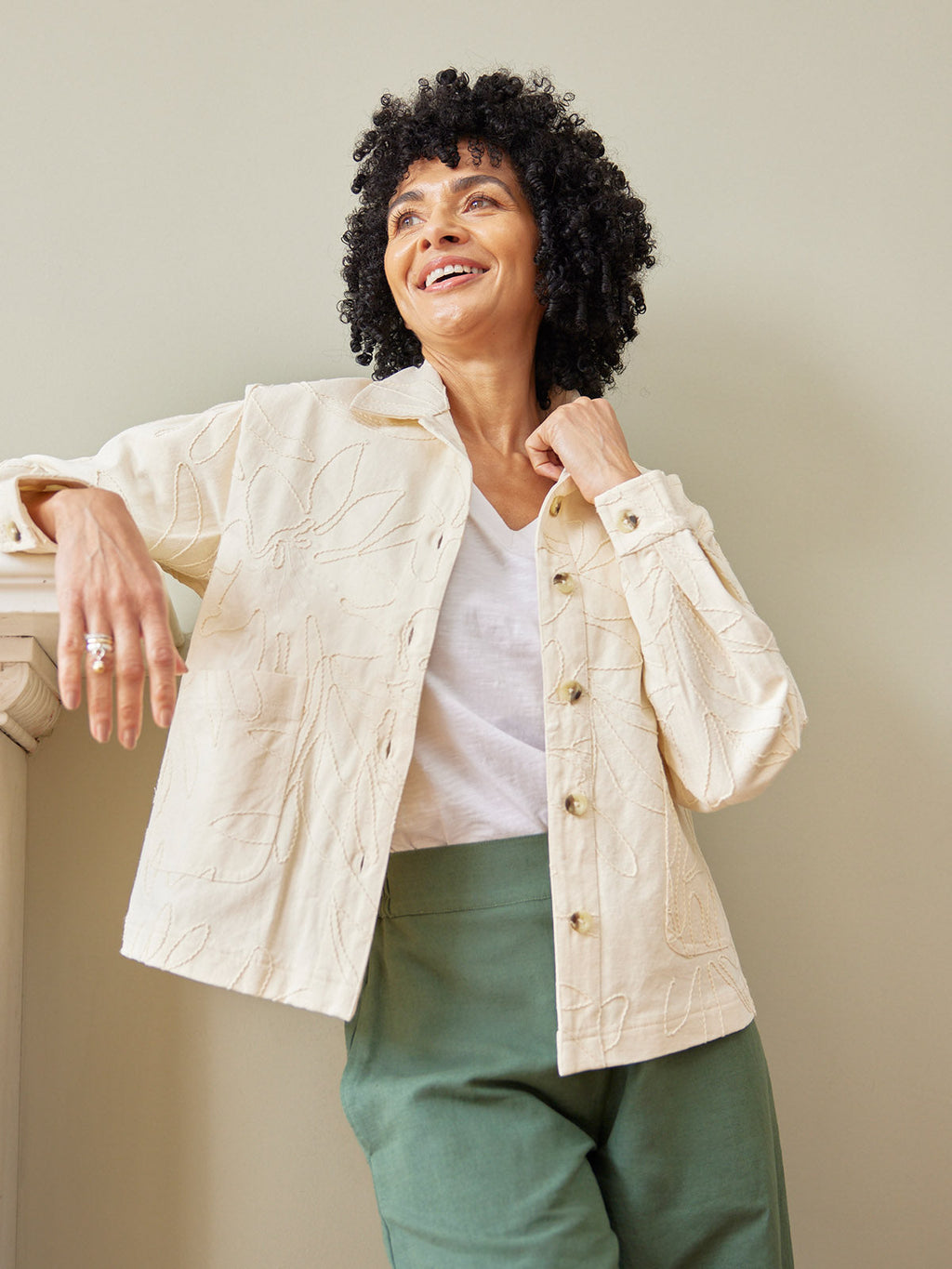 Lizzie Embroidered Summer Jacket - Cream