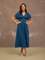 Helena Short Sleeve Jacquard Dress - Floral