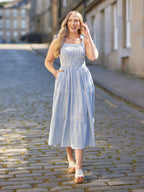 Joan Bow Strap Dress - Blue & White Stripe