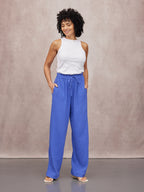 Joy Cotton Crinkle Trouser - Cobalt Blue
