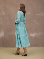 Isla Georgette Dress - Green Floral