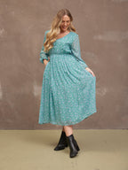 Isla Georgette Dress - Green Floral