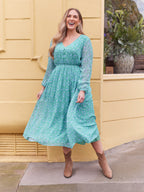 Isla Georgette Dress - Green Floral