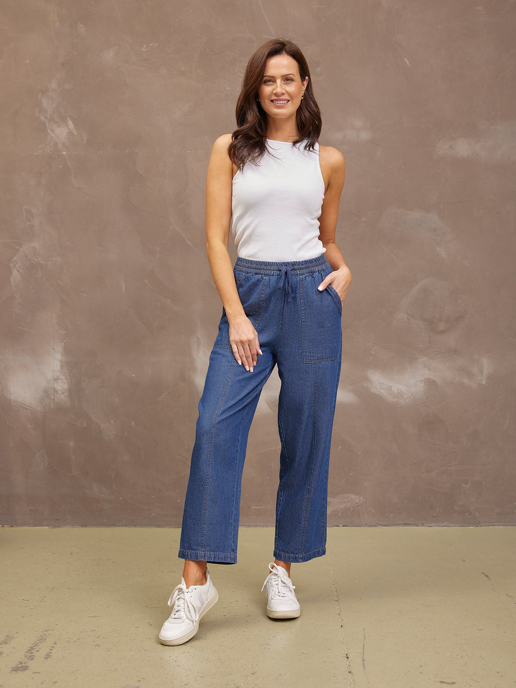 Lynn Drawcord Waist Trouser - Denim