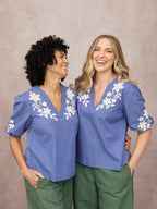 Frankie Embroidered Top - Blue