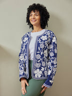 Elaine Embroidered Jacket - Reversible Navy