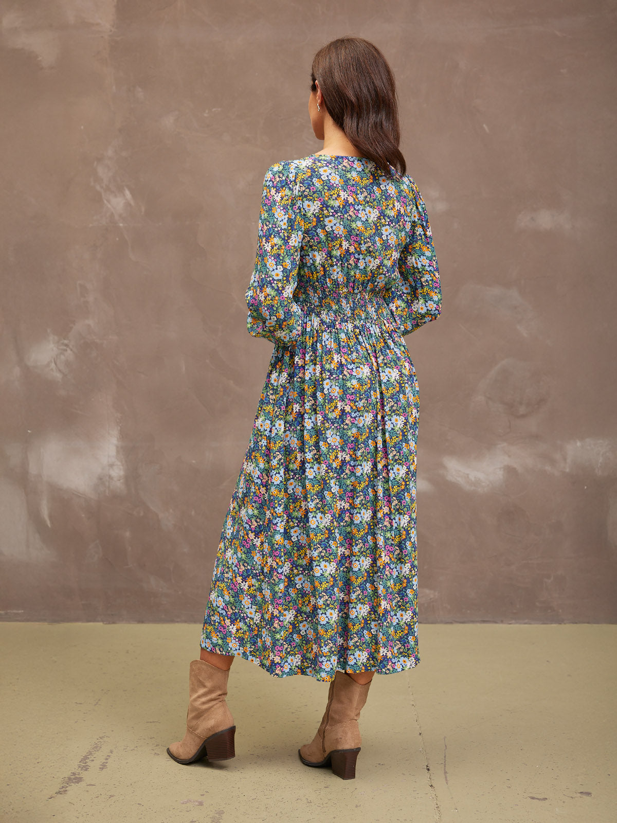 Maddie V-Neck Dress - Multi Coloured Floral