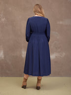 Maddie V-Neck Dress - Navy