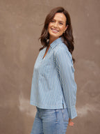 Maria Stripe Shirt - Blue and White