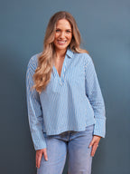 Maria Stripe Shirt - Blue and White