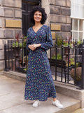 Monica V-Neck Tea Dress - Navy Floral