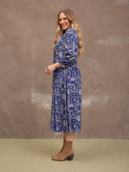 Naaila Paisley Dress - Navy