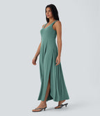U Neck Flowy Maxi Casual Tank Dress