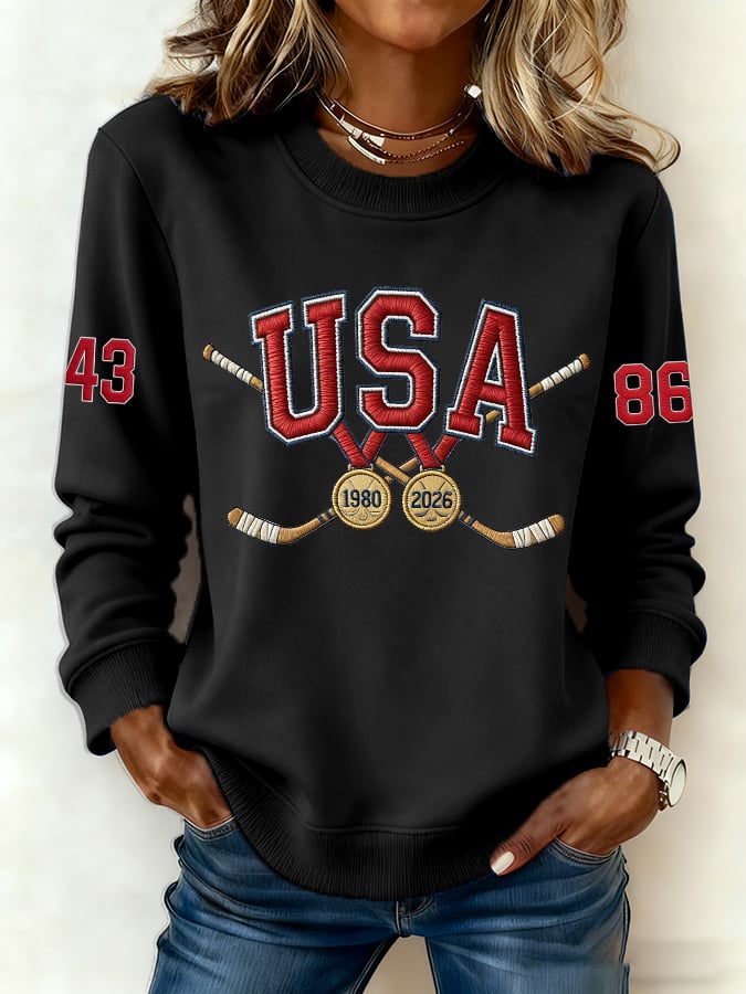 Women's  Hockey Print Sweatshirt