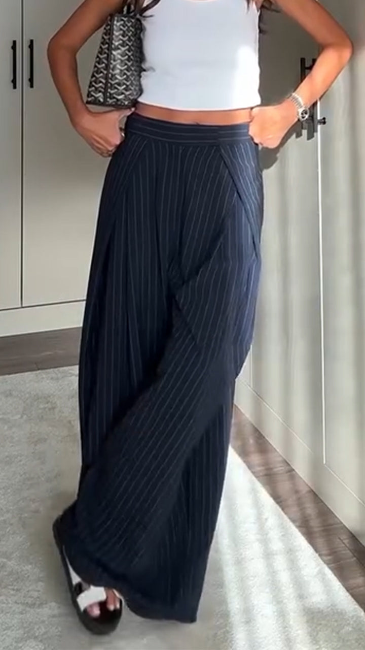 Womens Vertical Striped Loose Casual Pants