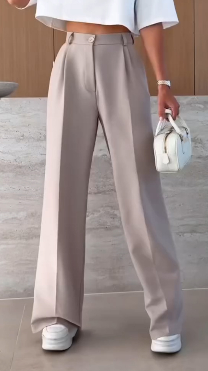Womens Solid Color Commuter Casual Pants