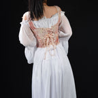 Retro Boned Jacquard Lace Up Vest