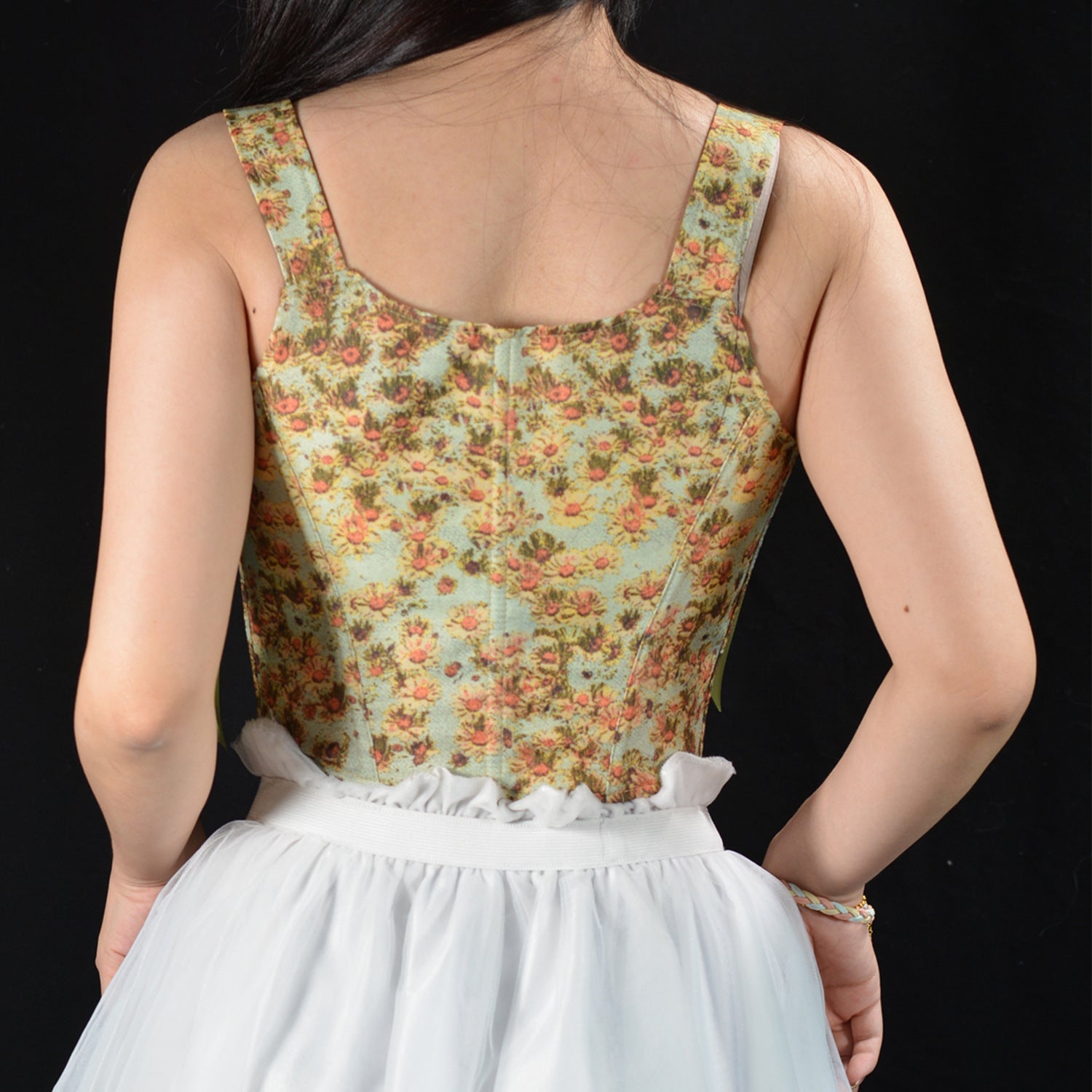Retro Lace Up Ribbon Corset Bustier