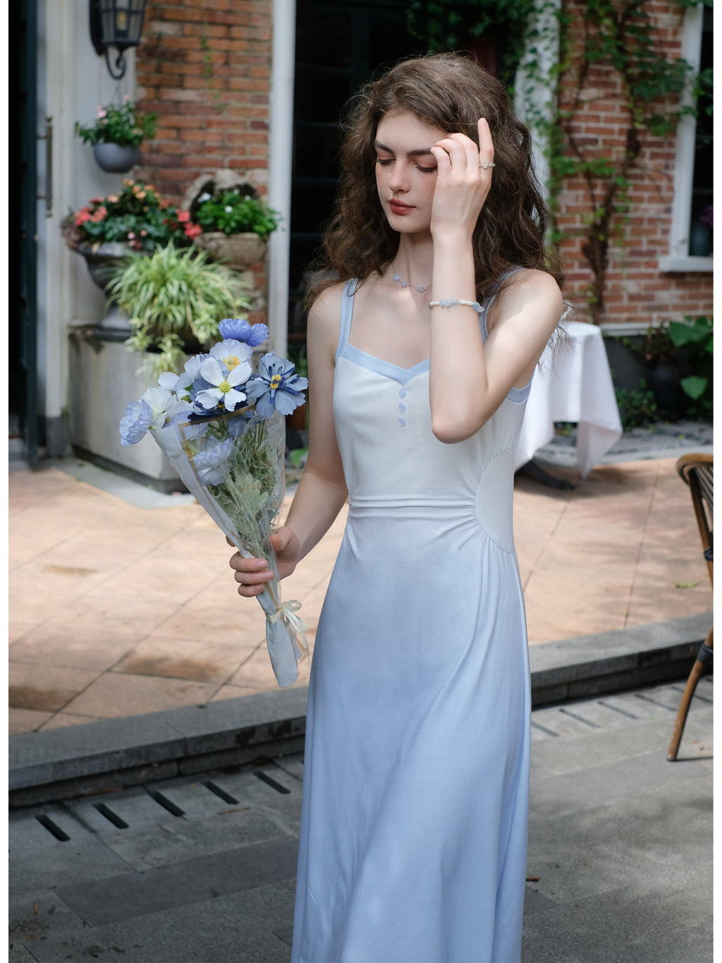 Gradient Color Slip Dress + Chiffon Sheer Cardigan