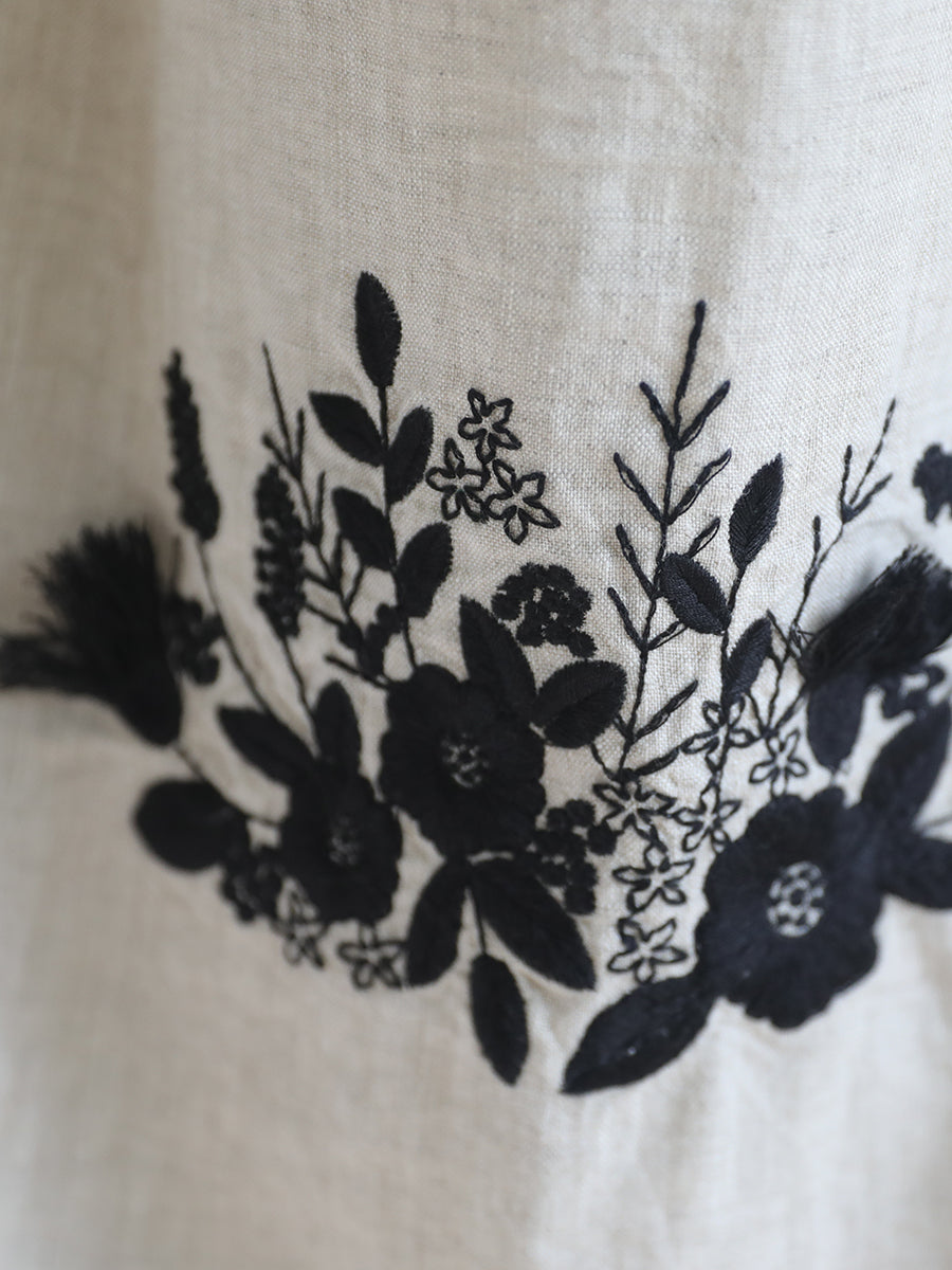 Ruffled Lace Embroidered Linen Bag