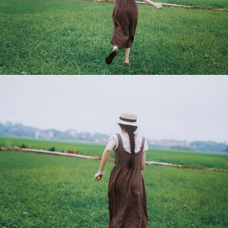 Cottage Core Farmcore Overall Dress Set