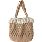 Crocheted Lace Trim Shoulder Bag