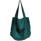 Ruffled Lace Embroidered Linen Bag