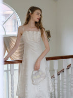 Elegant Pearl Shell Jacquard Dress + Fairy Cardigan