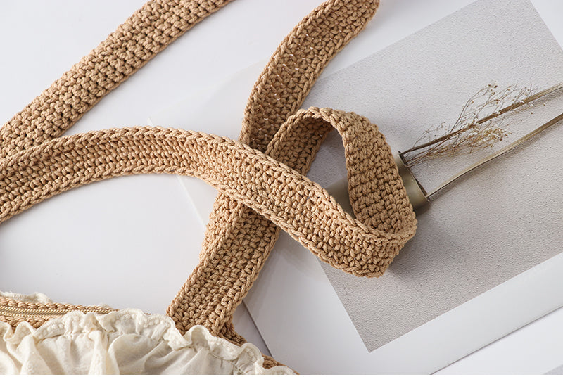 Crocheted Lace Trim Shoulder Bag