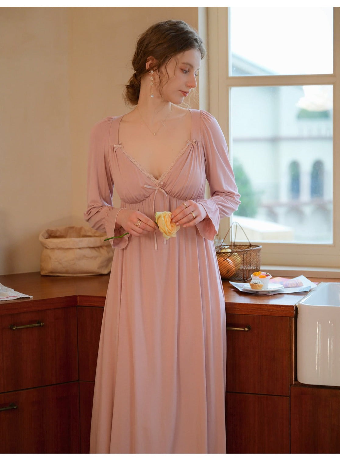 V Neck Padded Nightgown