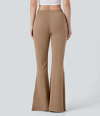 V Shaped Mid Rise Drawstring Flowy Casual Flare Pants