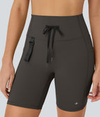 UltraSculptTM SoCinched High Waisted Butt Lifting Tummy Control Loop Running Biker Shorts 7'' with Pockets
