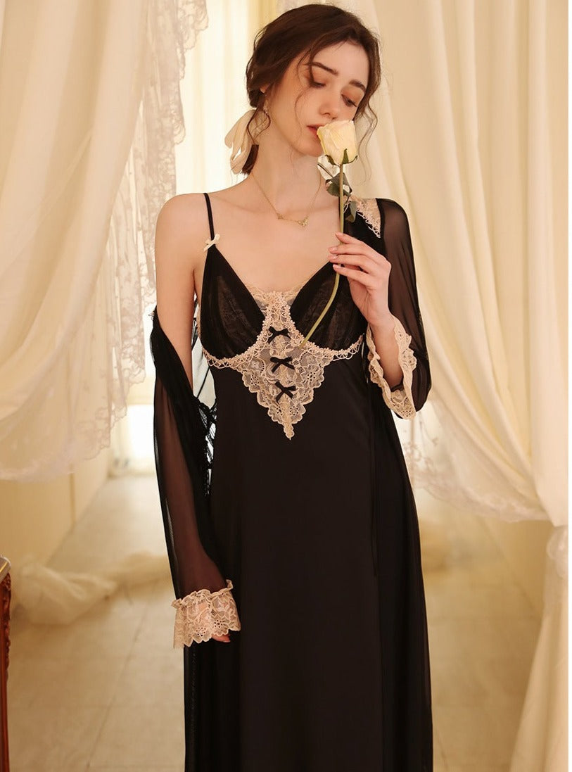 Lace Sleep Gown + Robe 2pcs Set