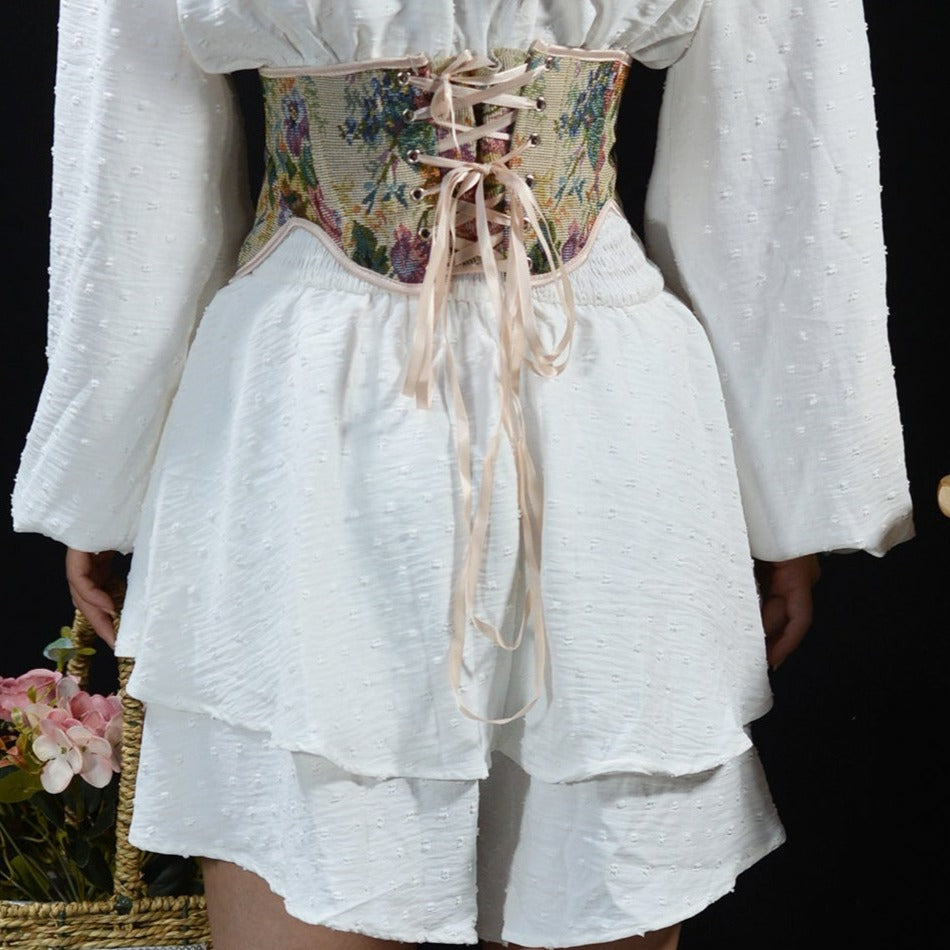 Lace Up Vintage Panting Short Corset